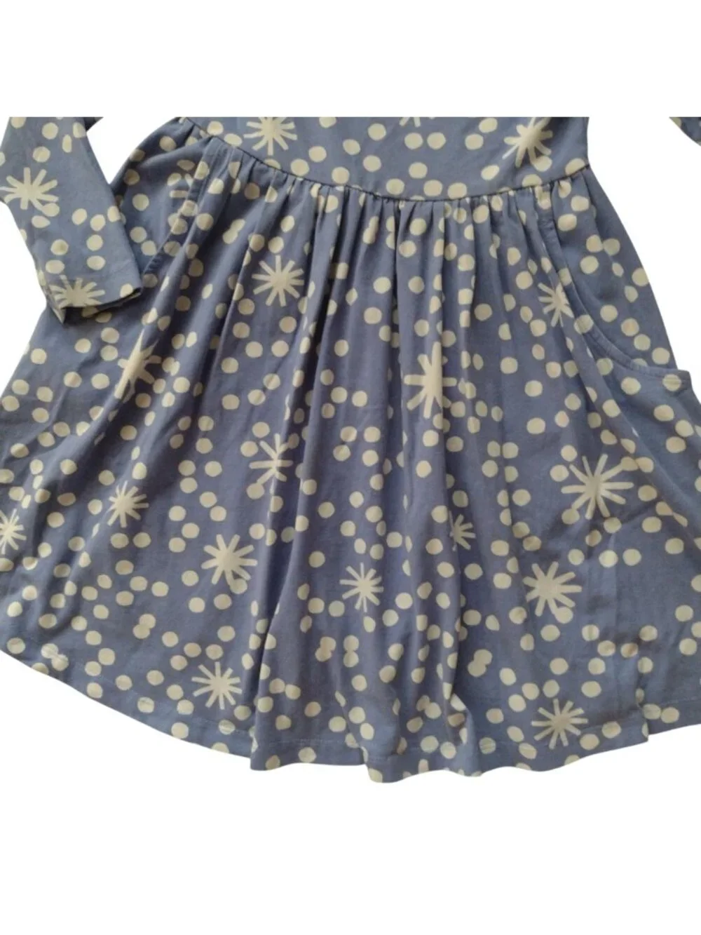 Hanna Andersson Long Sleeve Skater Dress 5 Periwinkle Snowflake Print Fit n Flar